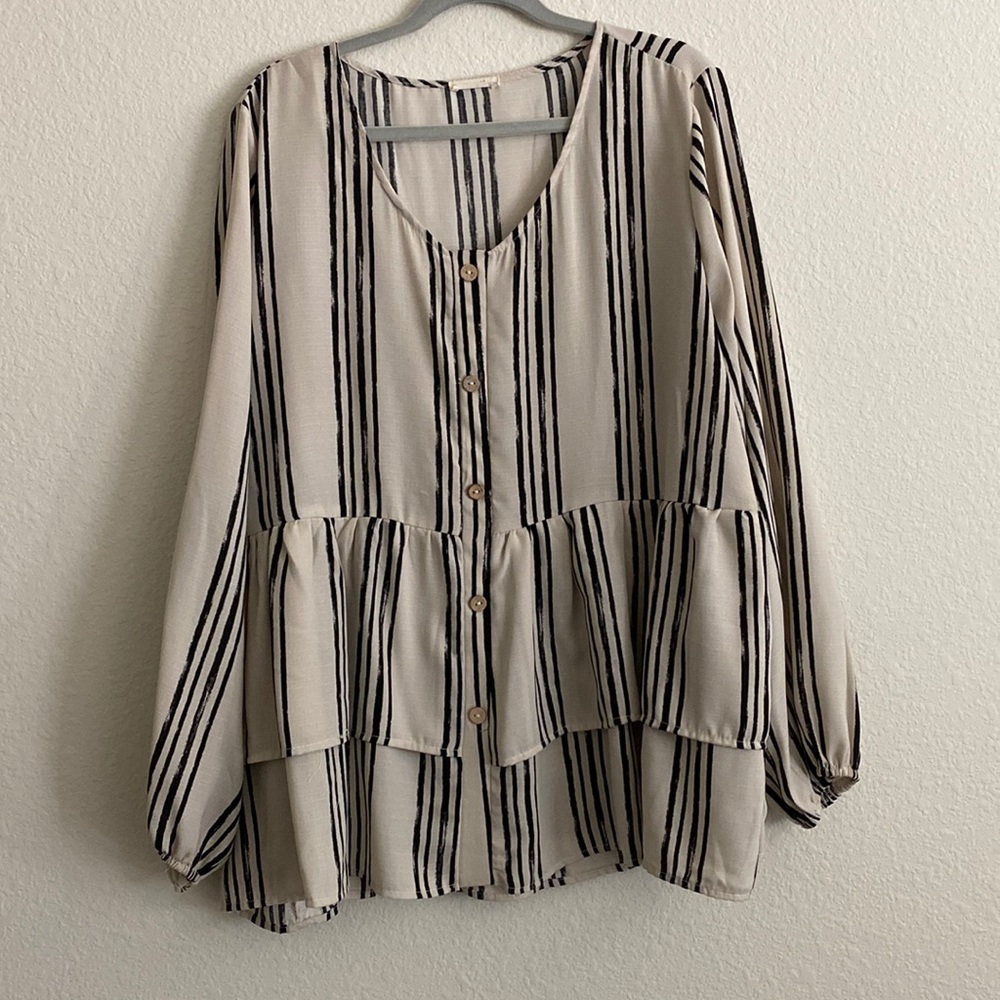 Chic Soul Striped Peplum Blouse